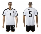 Austria #5 Fuchs White Away Soccer Country Jersey