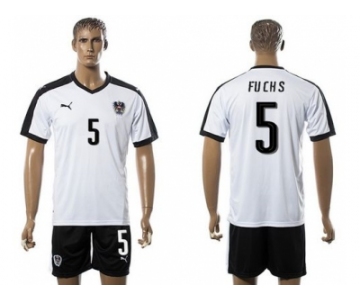 Austria #5 Fuchs White Away Soccer Country Jersey