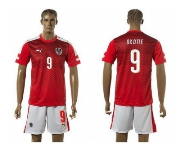 Austria #9 Okotie Red Home Soccer Country Jersey