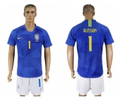 Brazil #1 Alisson Away Soccer Country Jersey