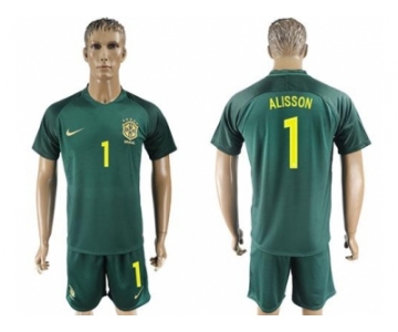 Brazil #1 Alisson Away Soccer Country Jersey