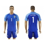 Brazil #1 Alisson Blue Soccer Country Jersey