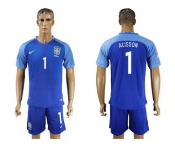 Brazil #1 Alisson Blue Soccer Country Jersey