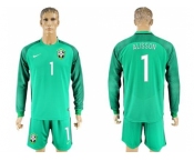 Brazil #1 Alisson Green Goalkeeper Long Sleeves Soccer Country Jersey