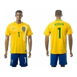 Brazil #1 Alisson Home Soccer Country Jersey