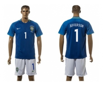 Brazil #1 Jefferson Away Soccer Country Jersey1