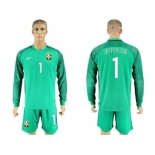 Brazil #1 Jefferson Green Goalkeeper Long Sleeves Soccer Country Jersey