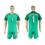 Brazil #1 Jefferson Green Goalkeeper Soccer Country Jersey