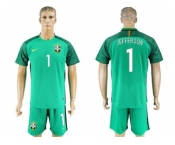 Brazil #1 Jefferson Green Goalkeeper Soccer Country Jersey