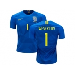 Brazil #1 Weverton Away Soccer Country Jersey