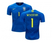 Brazil #1 Weverton Away Soccer Country Jersey