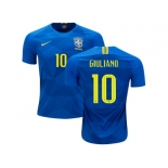 Brazil #10 Giuliano Away Soccer Country Jersey