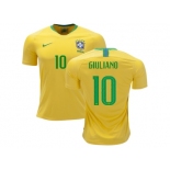 Brazil #10 Giuliano Home Soccer Country Jersey