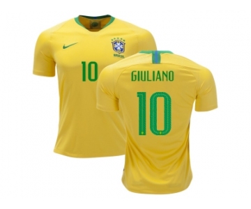 Brazil #10 Giuliano Home Soccer Country Jersey