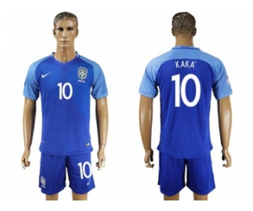 Brazil #10 Kaka Blue Soccer Country Jersey