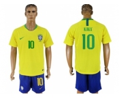 Brazil #10 Kaka Home Soccer Country Jersey