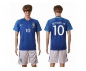 Brazil #10 Neymar Jr Away Soccer Country Jersey1