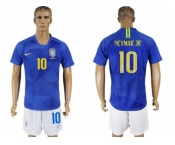 Brazil #10 Neymar Jr Away Soccer Country Jersey