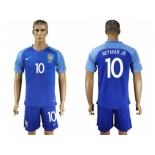 Brazil #10 Neymar Jr Blue Soccer Country Jersey