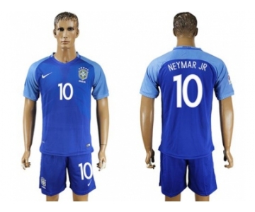 Brazil #10 Neymar Jr Blue Soccer Country Jersey