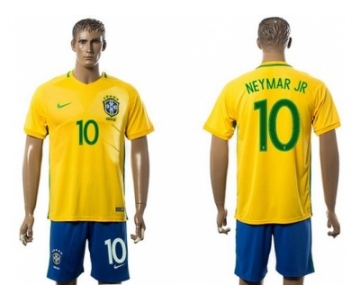 Brazil #10 Neymar Jr Home Soccer Country Jersey