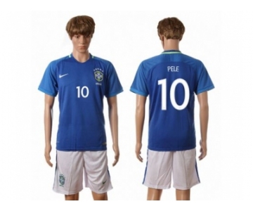 Brazil #10 Pele Away Soccer Country Jersey1