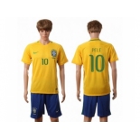 Brazil #10 Pele Home Soccer Country Jersey2