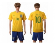 Brazil #10 Pele Home Soccer Country Jersey2