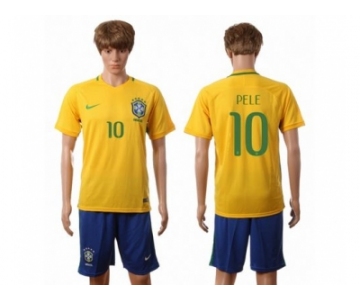 Brazil #10 Pele Home Soccer Country Jersey2