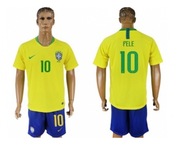 Brazil #10 Pele Home Soccer Country Jersey