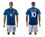 Brazil #10 Ronaldinho Away Soccer Country Jersey1