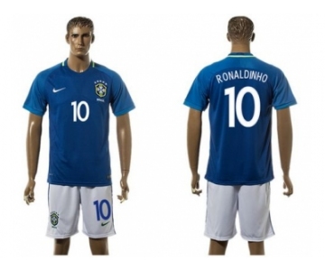 Brazil #10 Ronaldinho Away Soccer Country Jersey1