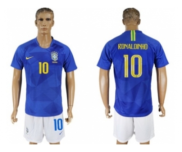 Brazil #10 Ronaldinho Away Soccer Country Jersey