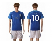 Brazil #10 Zico Away Soccer Country Jersey