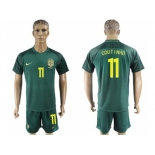 Brazil #11 Coutinho Away Soccer Country Jersey