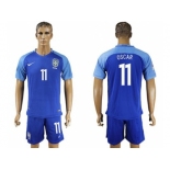 Brazil #11 Oscar Blue Soccer Country Jersey