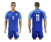 Brazil #11 Oscar Blue Soccer Country Jersey