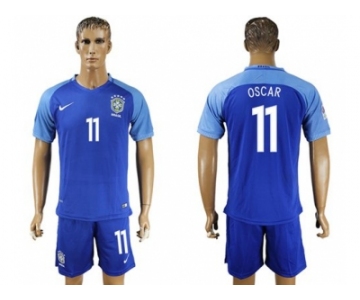 Brazil #11 Oscar Blue Soccer Country Jersey