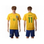 Brazil #11 Oscar Home Soccer Country Jersey1