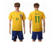 Brazil #11 Oscar Home Soccer Country Jersey1