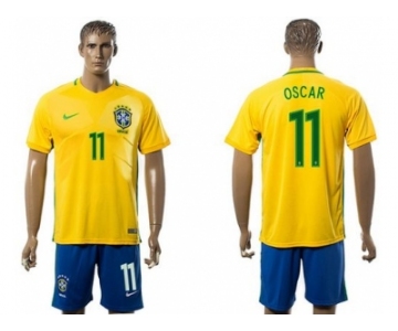 Brazil #11 Oscar Home Soccer Country Jersey