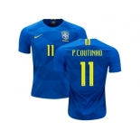 Brazil #11 P. Coutinho Away Soccer Country Jerseyey