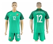 Brazil #12 Carreira Green Goalkeeper Soccer Country Jersey