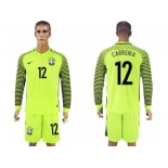 Brazil #12 Carreira Green Long Sleeves Goalkeeper Soccer Country Jersey