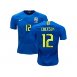 Brazil #12 Ederson Away Soccer Country Jersey