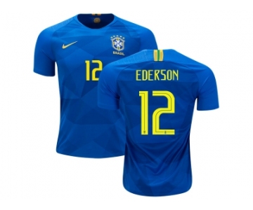 Brazil #12 Ederson Away Soccer Country Jersey