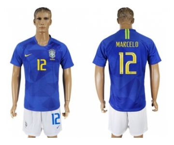 Brazil #12 Marcelo Away Soccer Country Jersey