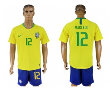 Brazil #12 Marcelo Home Soccer Country Jersey