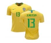 Brazil #13 Jemerson Home Soccer Country Jersey