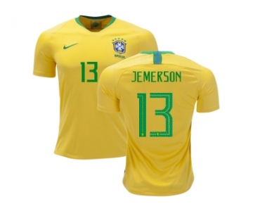 Brazil #13 Jemerson Home Soccer Country Jersey